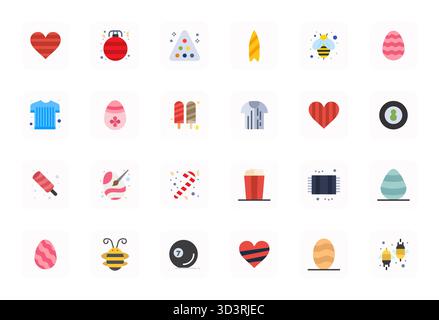 Strategic bundle featuring 24 vector icons representing Striped in Flat format, optimized with Retina Ready Display Perfect quality for professional w Stock Vector