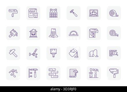 State-of-the-art bundle featuring 24 Editable vector icons inspired by Home Improvement, created in Regular Bold Outline format at 128x128 for next-ge Stock Vector