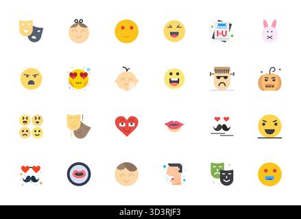 Download 24 scalable Flat vector icons designed for Expression, featuring Editable Retina Ready resolution suitable for professional and creative proj Stock Vector