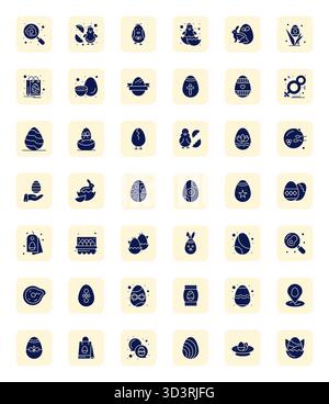 Beautifully rendered 42 Filled Detail Enhanced vector icons for Egg, created at 128x128 resolution for stunning visual consistency across platforms. Stock Vector
