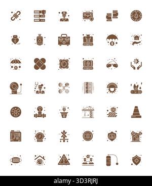 Precision-engineered 42 Filled vector icons for Safety, designed at High Resolution Grid Fitted resolution for exceptional clarity and scalability. Stock Vector