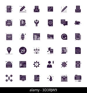 Future-ready pack of 36 vector icons themed around Update, showcasing Filled design with High Resolution Pixel Aligned clarity for innovative user int Stock Vector
