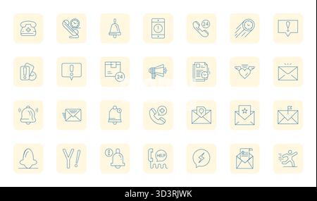 Masterfully created 28 vector icons representing Urgent in Thin Outline design, featuring 128x128 Editable resolution for exceptional visual quality. Stock Vector
