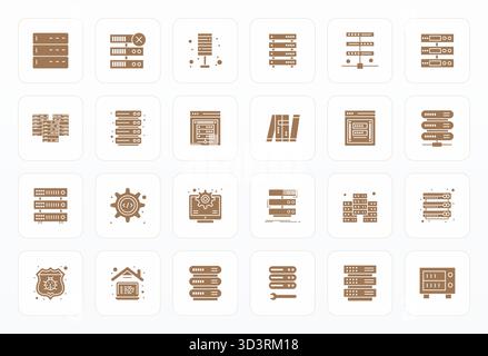 Future-ready pack of 24 vector icons themed around It, showcasing Glyph design with 256x256 Grid Fitted clarity for innovative user interfaces. Stock Vector