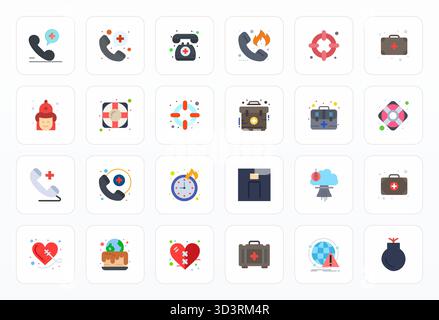 Handcrafted collection featuring 24 Flat vector icons for Crisis, optimized in 64x64 Pixel Aligned resolution for premium digital experiences. Stock Vector
