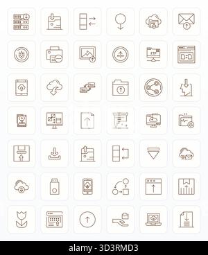 Masterfully created 42 vector icons representing File Transfer in Bold Line design, featuring 256x256 Grid Fitted resolution for exceptional visual qu Stock Vector