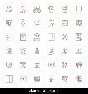 This set of 36 Bold Line vector icons captures Presentation themes in 64x64 Editable quality, perfect for tech and business applications. Stock Vector