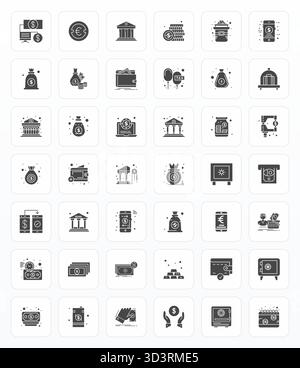Advanced collection of 42 PIXEL Perfect vector icons inspired by Deposit, crafted in Glyph with 64x64 optimization for superior visual performance. Stock Vector