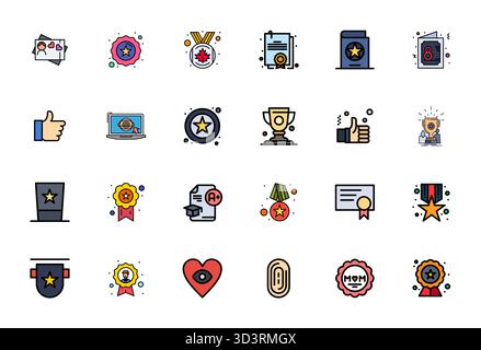 Handcrafted collection featuring 24 Line Filled vector icons for Recognition, optimized in Retina Ready Editable resolution for premium digital experi Stock Vector