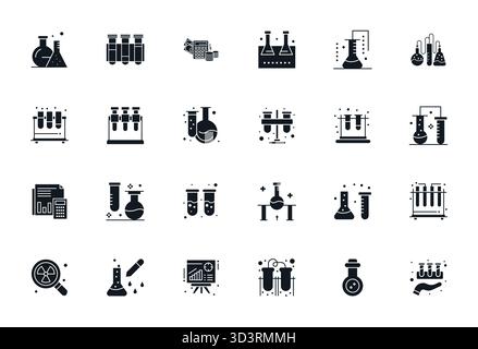 Masterfully created 24 vector icons representing Analysis Tools in Filled design, featuring 128x128 Display Perfect resolution for exceptional visual Stock Vector