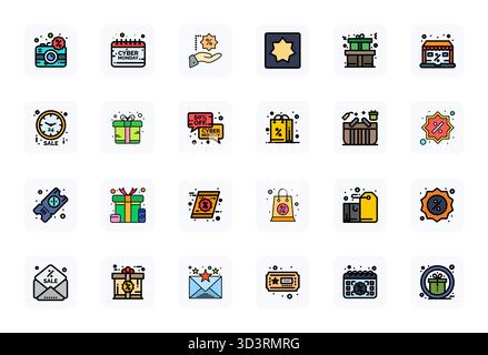 Refined bundle featuring 24 LineFilled vector icons for Special Offer, optimized with Retina Ready Pixel Optimized quality for elegant and functional Stock Vector