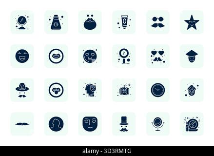 Expertly designed 24 Filled PIXEL Perfect vector icons for Face, engineered at 256x256 resolution for flawless integration and performance. Stock Vector