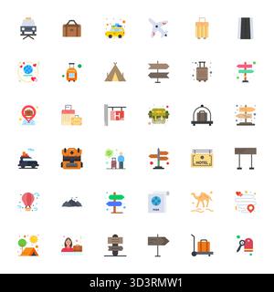 Ultimate collection of 36 vector icons representing Traveler in Flat aesthetic, optimized with 128x128 Pixel Optimized resolution for maximum impact. Stock Vector