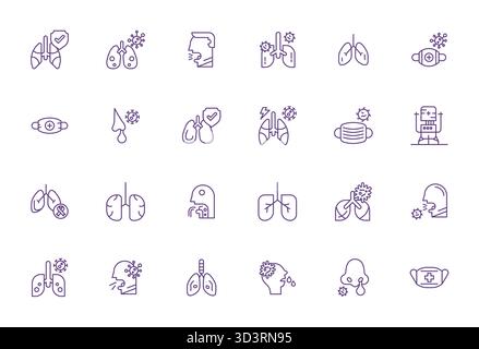 Premium collection of 24 Bold Line vector icons for Respiratory, meticulously crafted in Retina Ready Grid Fitted resolution for superior visual impac Stock Vector