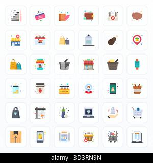 Download 36 scalable Flat vector icons designed for Store, featuring Editable High Resolution resolution suitable for professional and creative projec Stock Vector