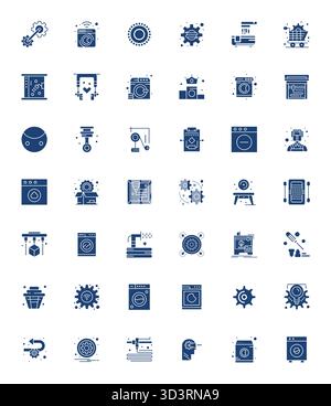 Future-ready pack of 42 vector icons themed around Machine, showcasing Filled design with 64x64 Pixel Aligned clarity for innovative user interfaces. Stock Vector