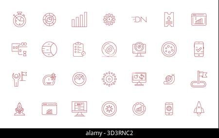 Future-ready pack of 28 vector icons themed around Progress Bar, showcasing Thin Line design with Retina Ready PIXEL Perfect clarity for innovative us Stock Vector