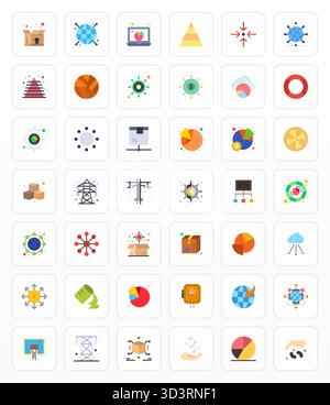Intelligently designed 42 Detail Enhanced vector icons inspired by Distribution, created in Flat format at 128x128 for smart and efficient design work Stock Vector