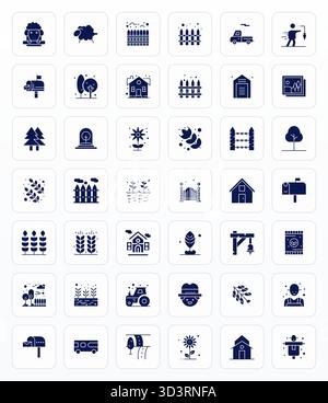 Carefully curated 42 Glyph vector icons for Rural, featuring Retina Ready Pixel Aligned resolution for consistent brand representation and user experi Stock Vector