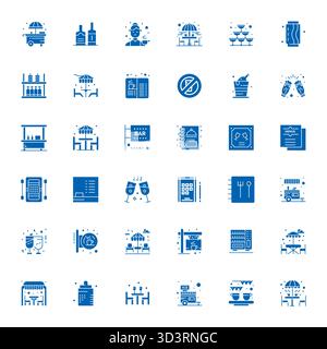 Advanced collection of 36 Detail Enhanced vector icons inspired by Drinks, crafted in Filled with 128x128 optimization for superior visual performance Stock Vector