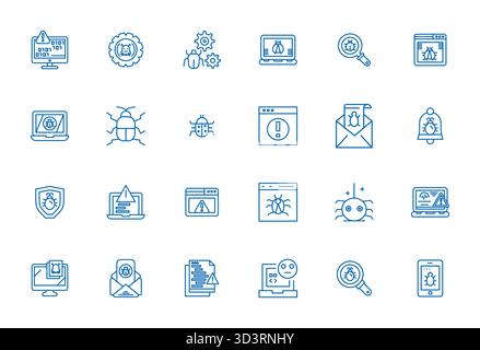 Ultimate collection of 24 vector icons representing Bug in Bold Line aesthetic, optimized with High Resolution Editable resolution for maximum impact. Stock Vector