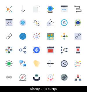 Contemporary collection of 36 vector icons representing Link in Flat aesthetic, featuring 256x256 Display Perfect resolution for modern application de Stock Vector