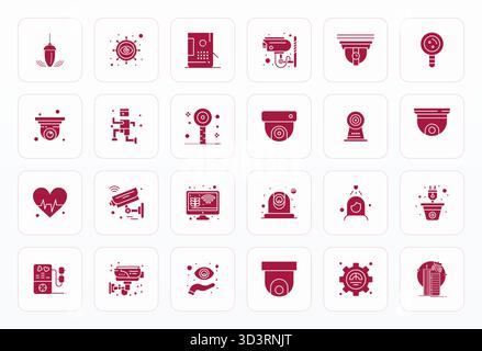 State-of-the-art bundle featuring 24 Pixel Aligned vector icons inspired by Monitoring System, created in Glyph format at High Resolution for next-gen Stock Vector