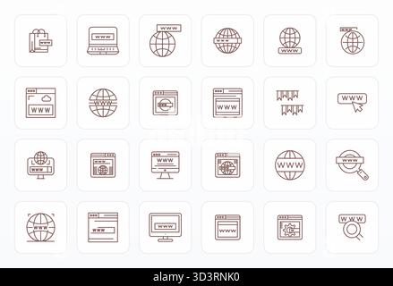 A dynamic set of 24 vector icons in Bold Line, tailored for Www with 64x64 PIXEL Perfect quality suited for digital products. Stock Vector