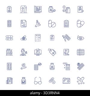 High-performance collection of 36 Bold Line vector icons for Prescription, engineered with 128x128 PIXEL Perfect resolution for optimal user interface Stock Vector