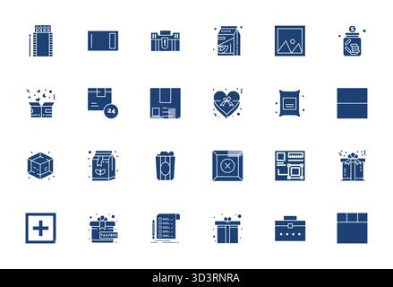 Expertly designed 24 Filled PIXEL Perfect vector icons for Box, engineered at 256x256 resolution for flawless integration and performance. Stock Vector