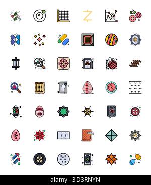 Strategic bundle featuring 42 vector icons representing Pattern in Line Filled format, optimized with 64x64 PIXEL Perfect quality for professional wor Stock Vector