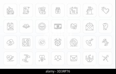 This Heartfelt vector icon pack includes 28 Thin Line designs in 128x128 PIXEL Perfect format, perfect for enhancing digital interfaces. Stock Vector