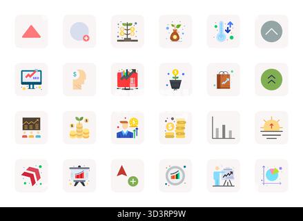 Future-ready pack of 24 vector icons themed around Increase, showcasing Flat design with Retina Ready Editable clarity for innovative user interfaces. Stock Vector