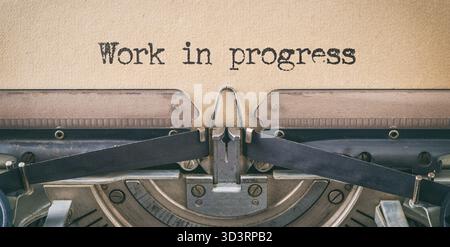 Text written with a vintage typewriter - Work in progress Stock Photo