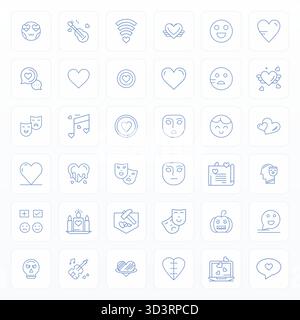 Comprehensive bundle featuring 36 vector icons in Bold Line design for Emotion, delivered in crisp 128x128 Editable quality. Stock Vector