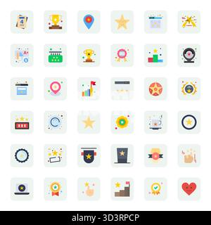 Masterfully created 36 vector icons representing Excellent in Flat design, featuring 64x64 PIXEL Perfect resolution for exceptional visual quality. Stock Vector