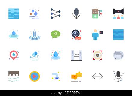 Explore 24 Flat Pixel Optimized vector icons in 128x128 resolution inspired by Stream. Perfect for web and app interfaces. Stock Vector
