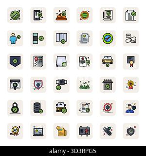 High-performance collection of 36 LineFilled vector icons for Compliant, engineered with 64x64 Editable resolution for optimal user interface design. Stock Vector