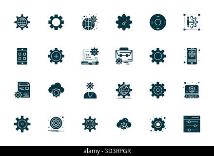 Meticulously crafted 24 Filled vector icons for Configure, delivered in 128x128 Detail Enhanced quality for uncompromising design standards. Stock Vector