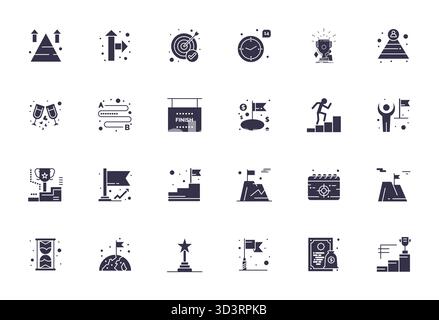 Masterfully created 24 vector icons representing Milestone in Filled design, featuring 256x256 Pixel Optimized resolution for exceptional visual quali Stock Vector