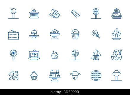 Industry-leading pack of 24 Bold Line Detail Enhanced vector icons for Confectionery, sized at 256x256 for optimal rendering and user interface excell Stock Vector