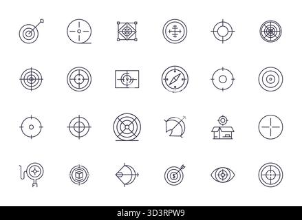This Aiming vector icon pack includes 24 Bold Line designs in Retina Ready Grid Fitted format, perfect for enhancing digital interfaces. Stock Vector