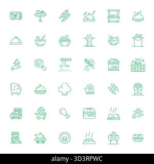 Download 36 scalable Bold Line vector icons designed for Hot Food, featuring Pixel Optimized 256x256 resolution suitable for professional and creative Stock Vector