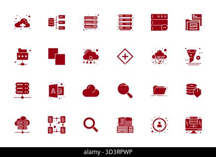 Thoughtfully designed 24 vector icons themed around Database, crafted in Filled with 256x256 Detail Enhanced precision for contemporary design needs. Stock Vector