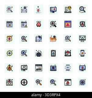 This Bug vector icon pack includes 36 LineFilled designs in 128x128 Grid Fitted format, perfect for enhancing digital interfaces. Stock Vector