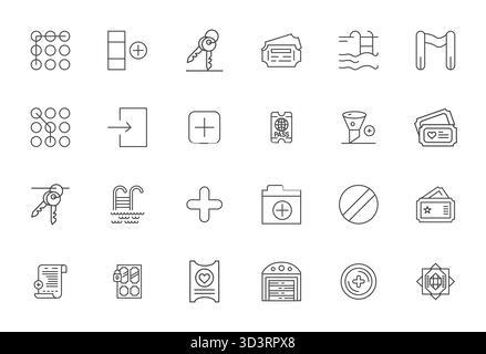 A clean collection of 24 Bold Line vector icons representing Entry, designed in High Resolution Display Perfect format for modern dashboards and inter Stock Vector
