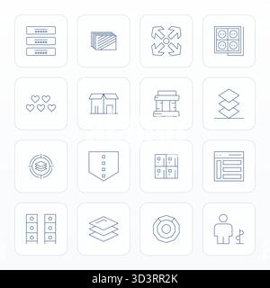 Artfully designed 16 Thin Line Grid Fitted vector icons for Multiple, delivered in High Resolution format for consistent visual excellence. Stock Vector