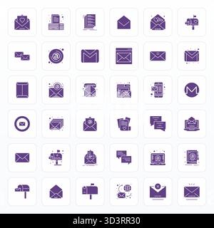 State-of-the-art bundle featuring 36 Detail Enhanced vector icons inspired by Correspondence, created in Glyph format at 64x64 for next-generation int Stock Vector