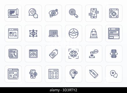 Intelligently designed 24 Display Perfect vector icons inspired by User Experience, created in Bold Line format at Retina Ready for smart and efficien Stock Vector