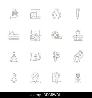 Handcrafted collection featuring 16 Thin Line vector icons for Accurate, optimized in Retina Ready Pixel Aligned resolution for premium digital experi Stock Vector